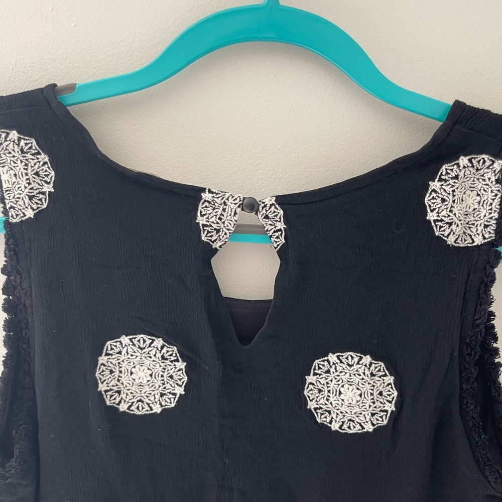 Altar'd State Black Tank Top with White Pattern - Picture 7 of 9